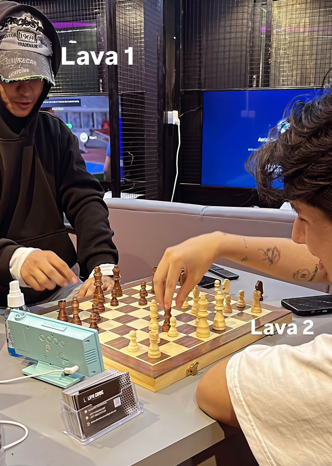 Customer Playing Chess at the Lava Gaming Zone Venue