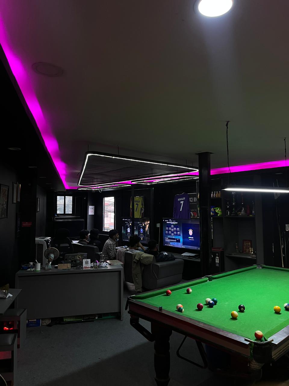 Customer Playing Pool at Lava Gaming Zone